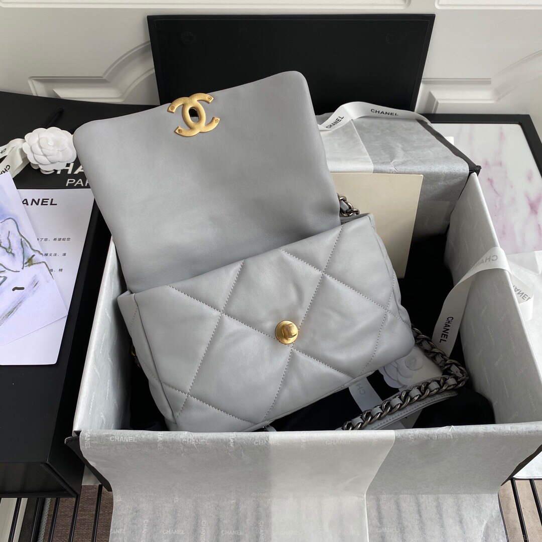 Chanel As1160 Chanel 19 Handbag Flap Lambskin B04852 94305 Grey