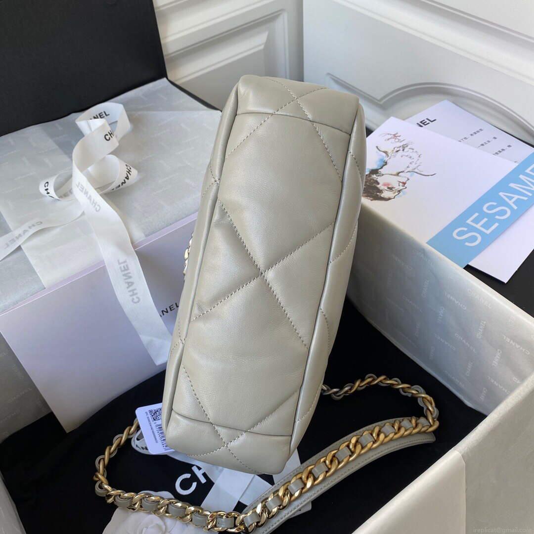 Chanel As1160 Chanel 19 Handbag Flap Lambskin B04852 94305 Grey Silver