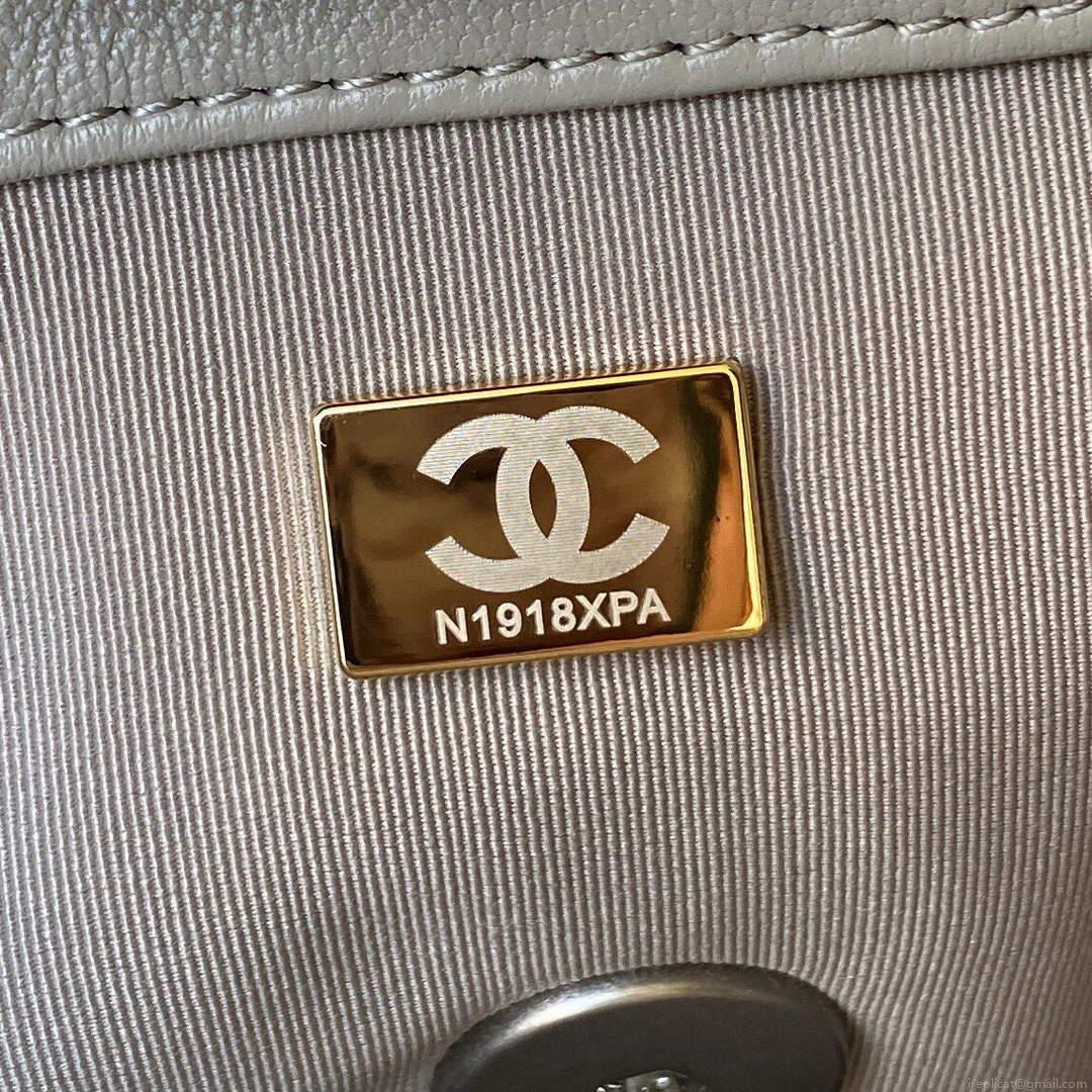 Chanel As1160 Chanel 19 Handbag Flap Lambskin B04852 94305 Grey Silver