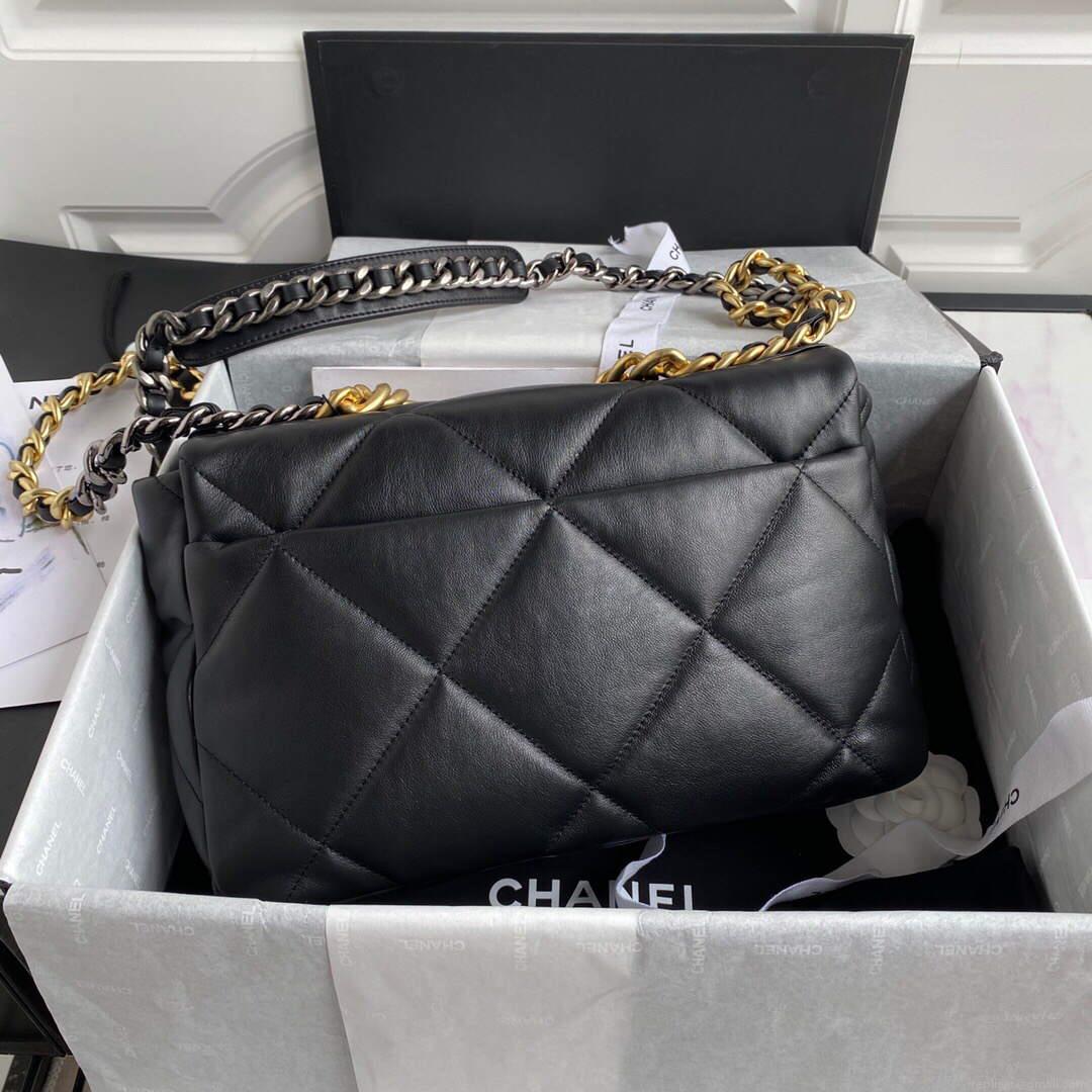 Chanel AS1161 Chanel 19 Large Flap Bag Lambskin B05179 Black Gold