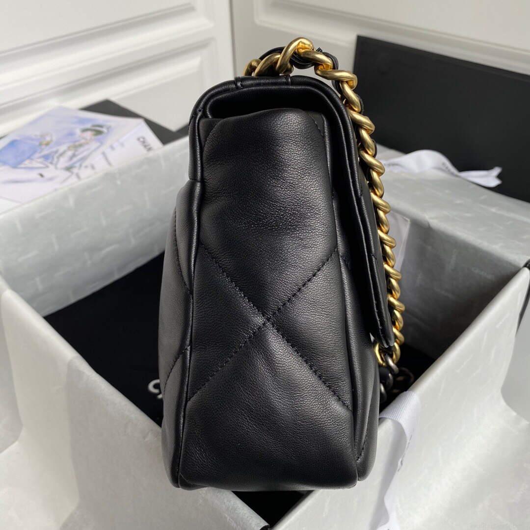 Chanel AS1161 Chanel 19 Large Flap Bag Lambskin B05179 Black Gold