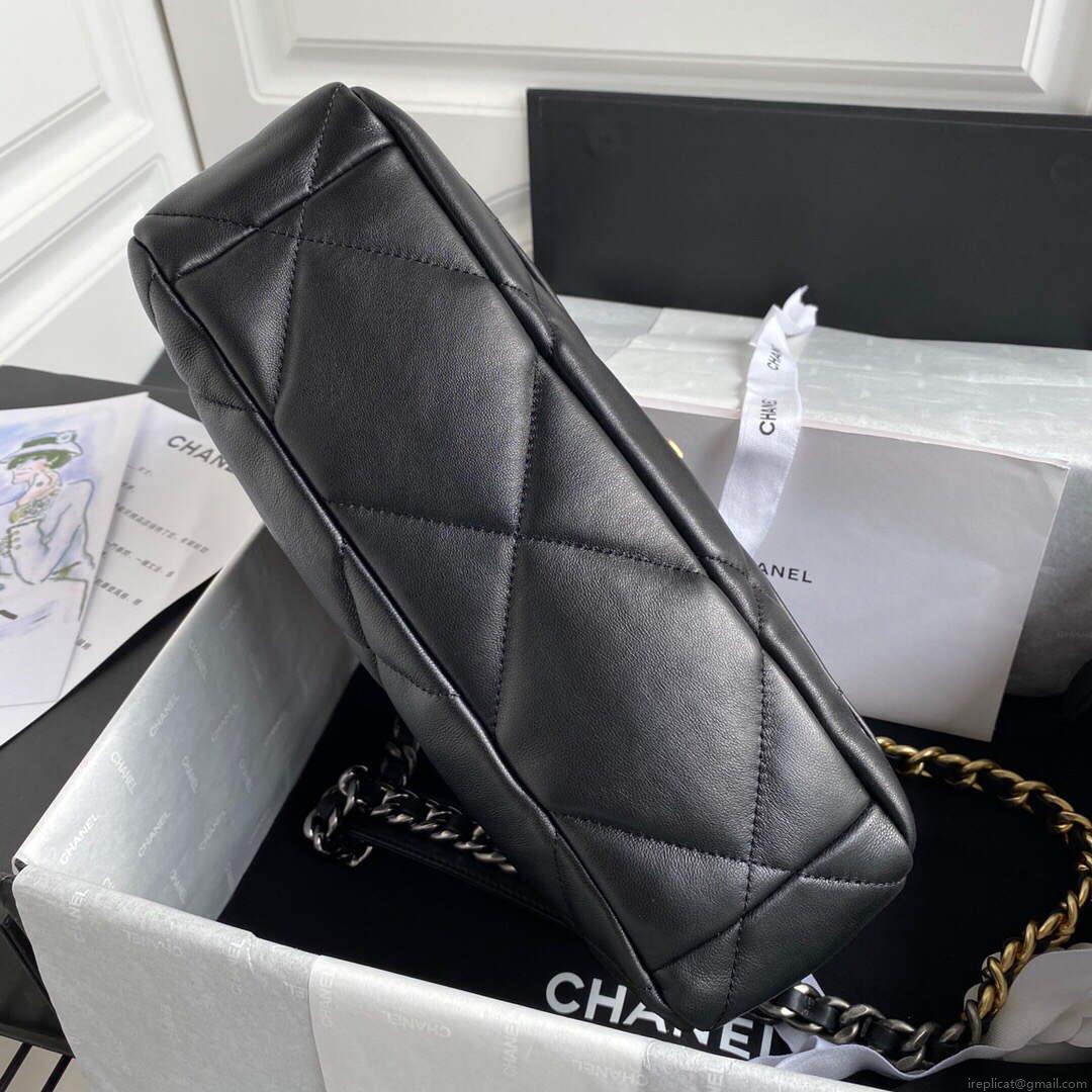 Chanel AS1161 Chanel 19 Large Flap Bag Lambskin B05179 Black Gold