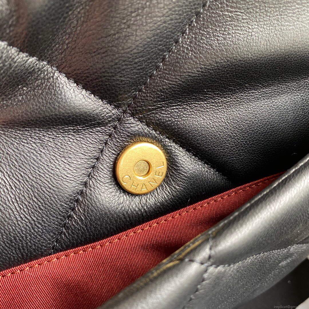 Chanel AS1161 Chanel 19 Large Flap Bag Lambskin B05179 Black Gold
