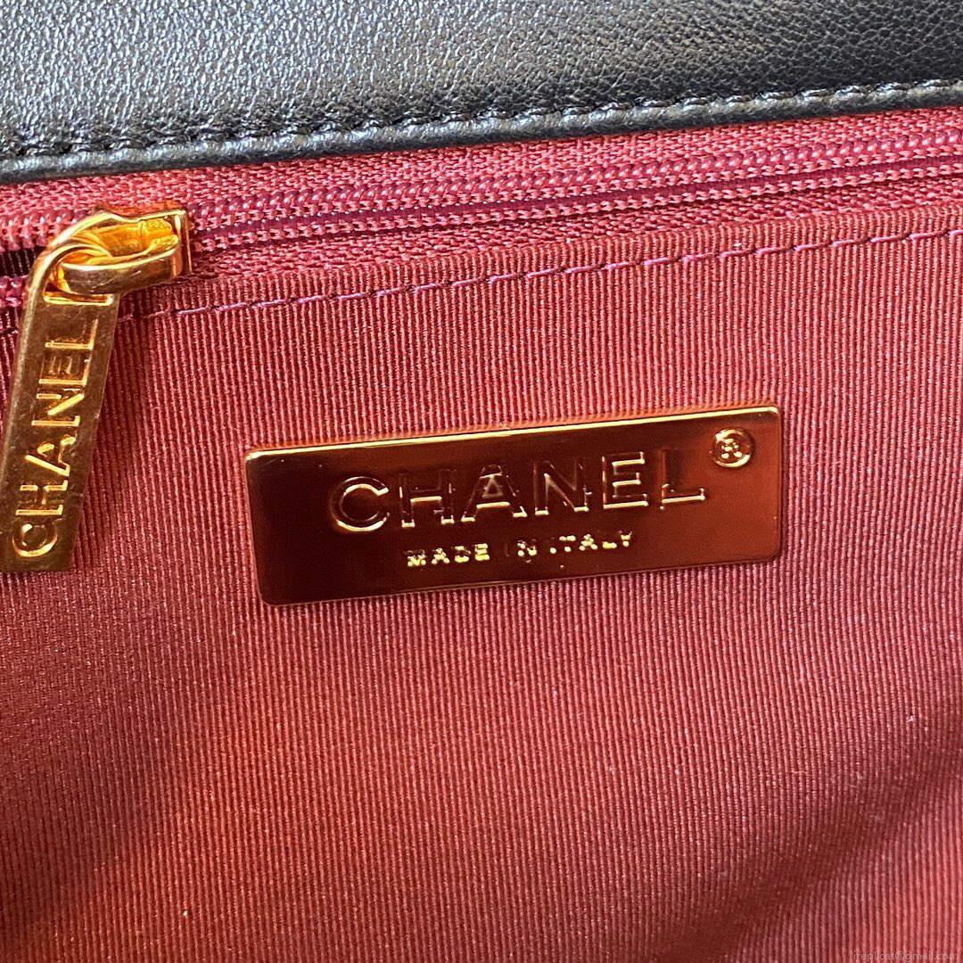 Chanel AS1161 Chanel 19 Large Flap Bag Lambskin B05179 Black Silver