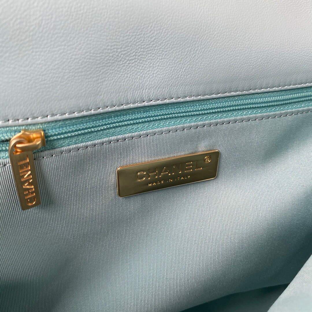 Chanel AS1161 Chanel 19 Large Flap Bag Lambskin B05179 Ligth Blue Gold