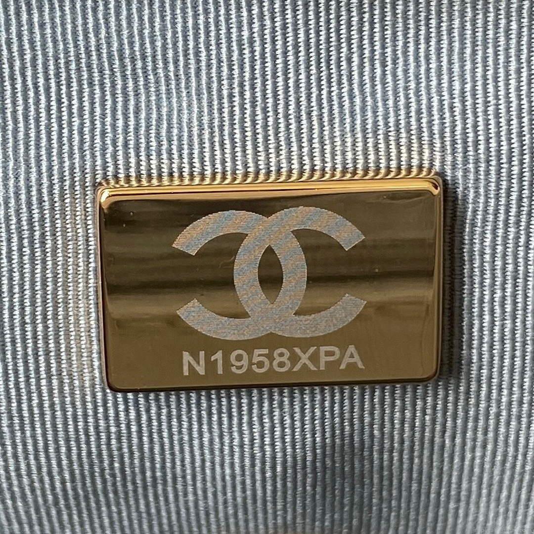 Chanel AS1161 Chanel 19 Large Flap Bag Lambskin B05179 Ligth Blue Gold