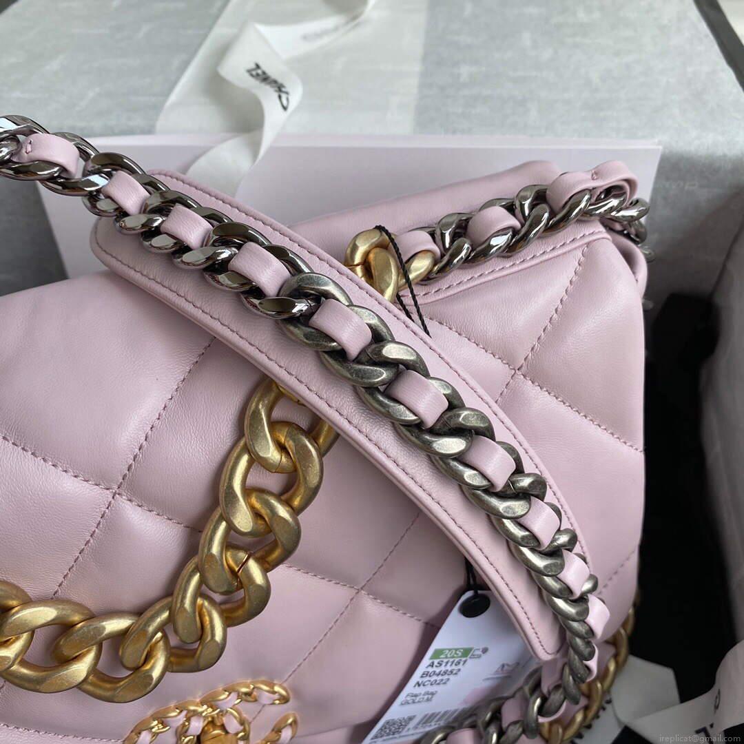 Chanel AS1161 Chanel 19 Large Flap Bag Lambskin B05179 Pink Gold
