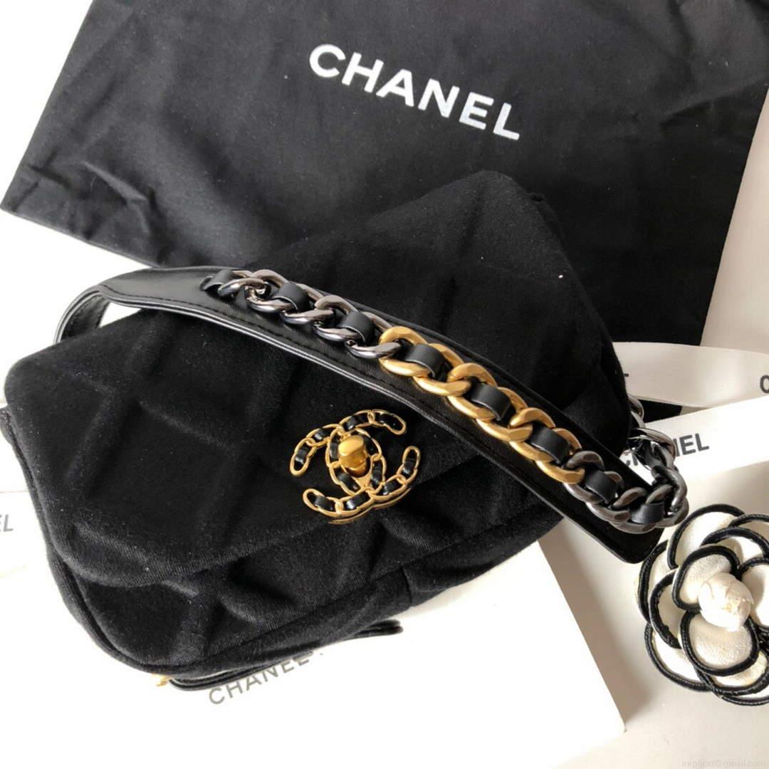 Chanel AS1163 Chanel Flap bag Velvet Black
