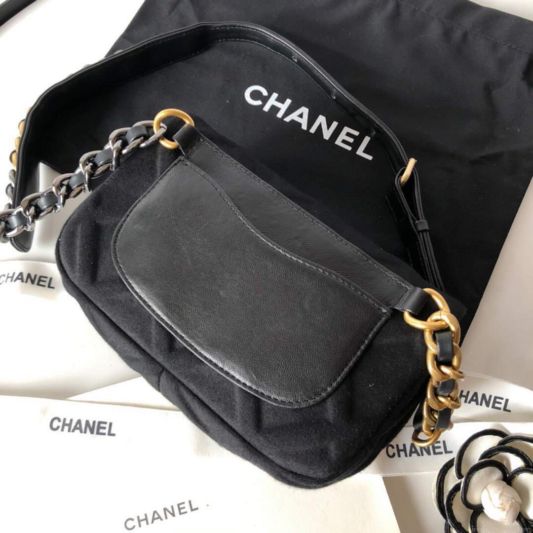Chanel AS1163 Chanel Flap bag Velvet Black