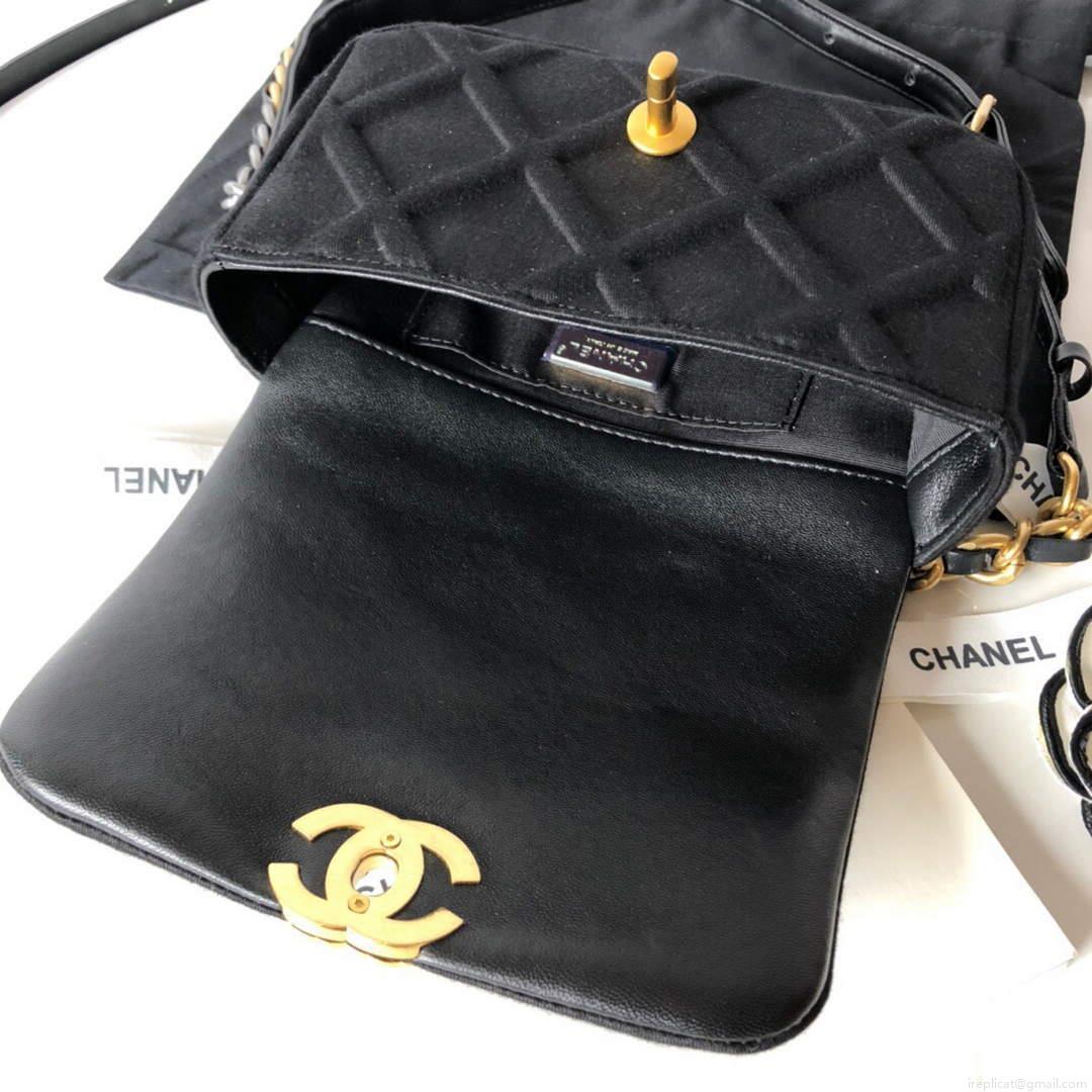 Chanel AS1163 Chanel Flap bag Velvet Black