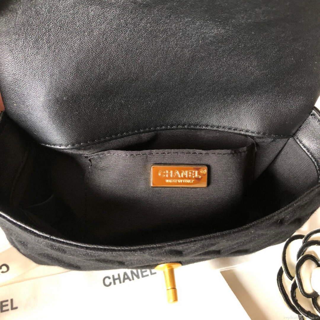 Chanel AS1163 Chanel Flap bag Velvet Black