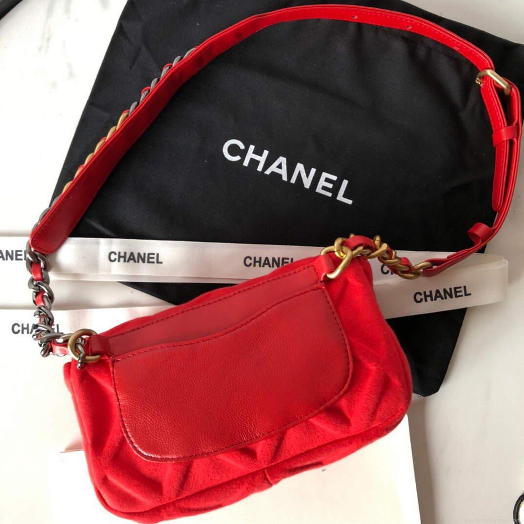Chanel AS1163 Chanel Flap bag Velvet Red