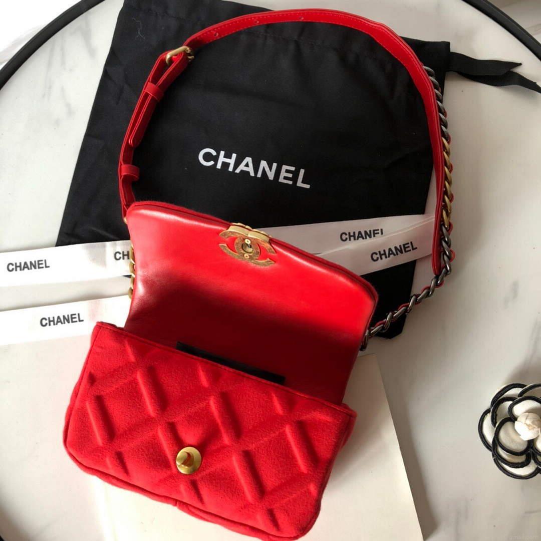 Chanel AS1163 Chanel Flap bag Velvet Red