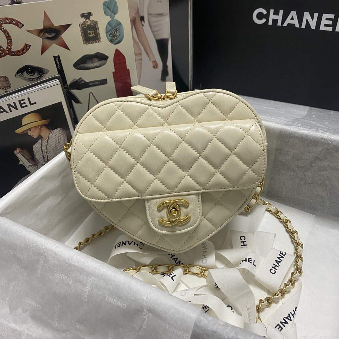 Chanel AS2928 Flap Large Heart Bag Lambskin AS3191 Beige