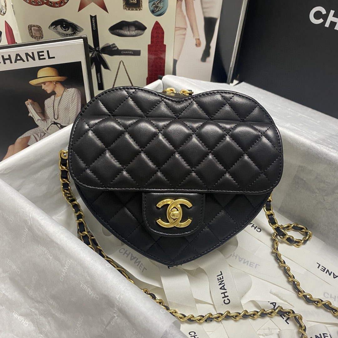 Chanel AS2928 Flap Large Heart Bag Lambskin AS3191 Black