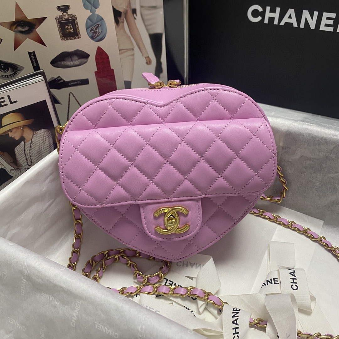 Chanel AS2928 Flap Large Heart Bag Lambskin AS3191 Purple