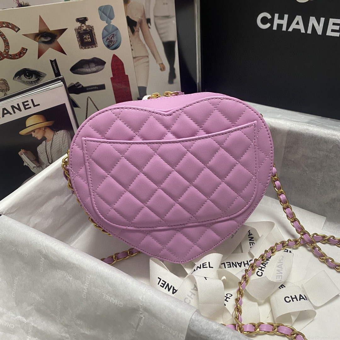Chanel AS2928 Flap Large Heart Bag Lambskin AS3191 Purple