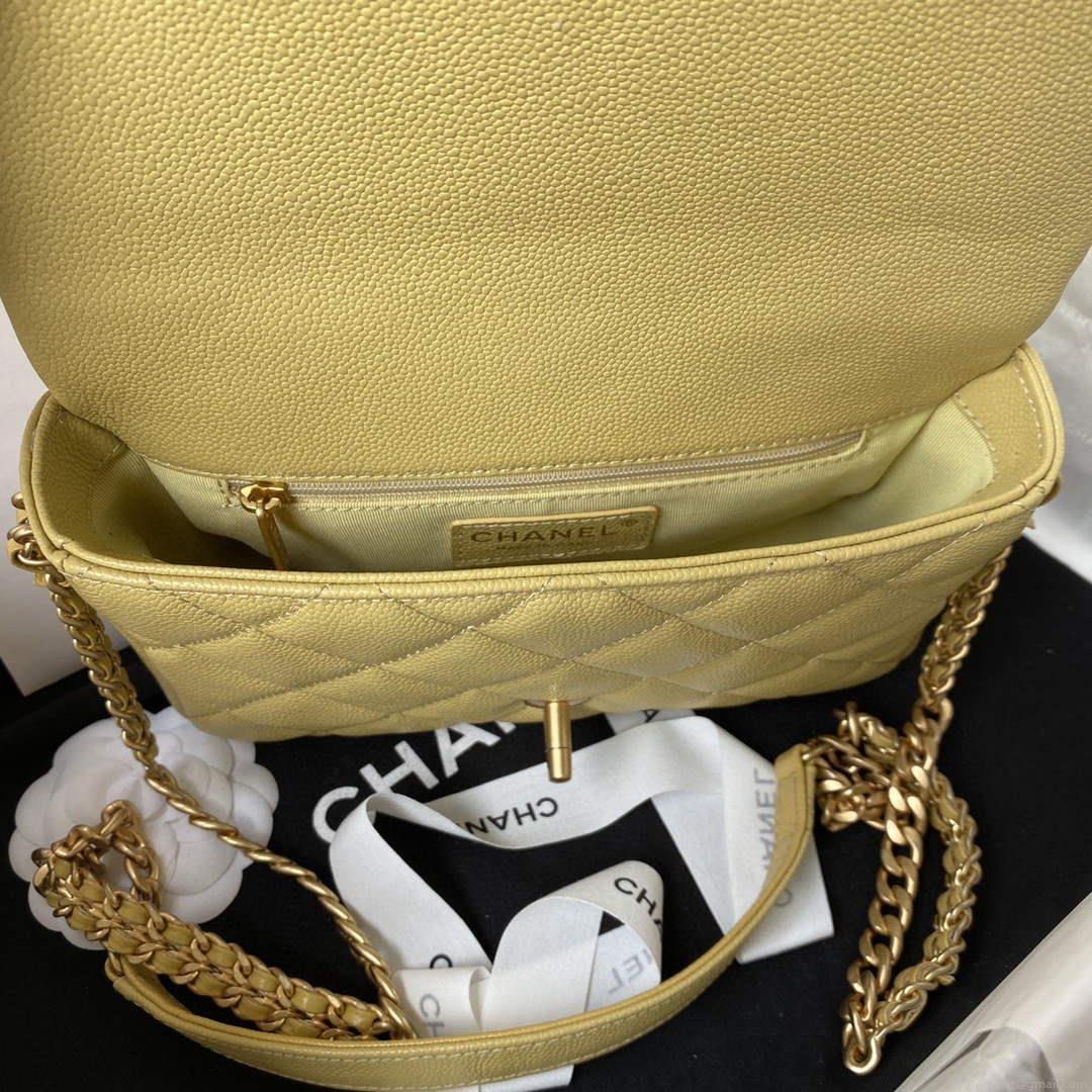 Chanel AS3108 Chanel Flap bag Grained Calfskin Yellow
