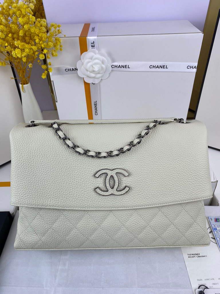 Chanel AS8095 Chanel Flap bag Calfskin White