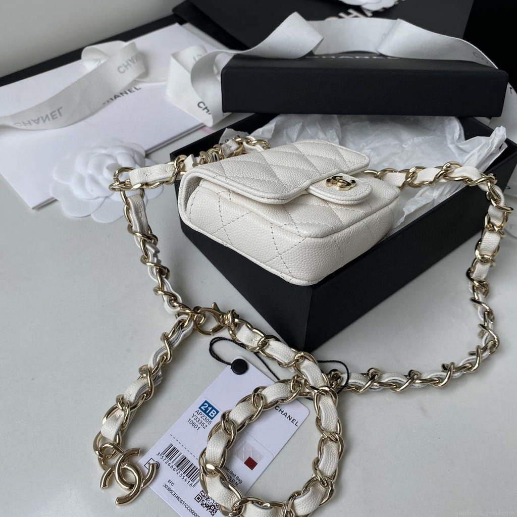 Chanel AP2305 Chanel Mini Flap bag Calfskin White