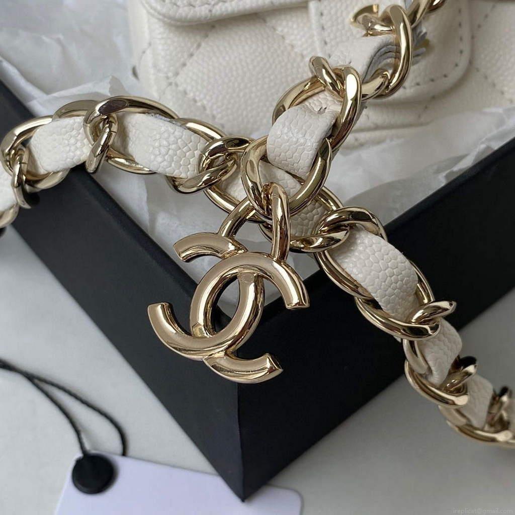 Chanel AP2305 Chanel Mini Flap bag Calfskin White