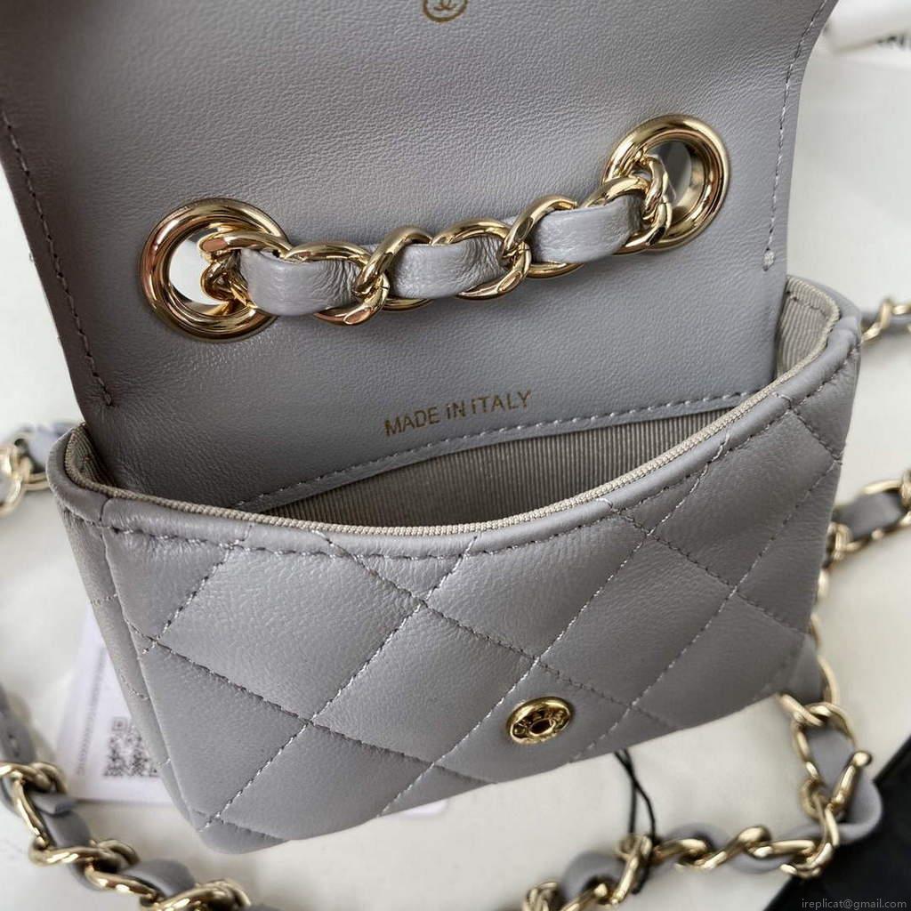 Chanel AP2305 Chanel Mini Flap bag Calfskin Grey