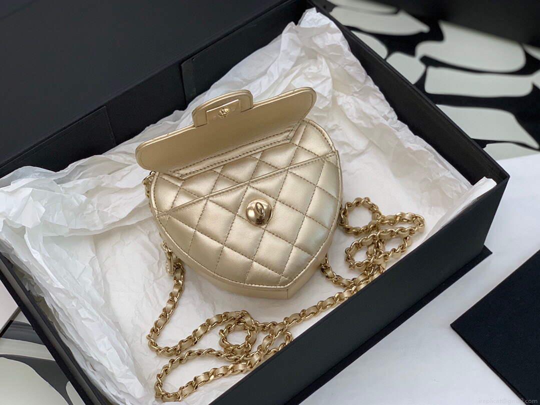 Chanel AS2927 Heart Clutch with chain Lambskin AP2784 Gold