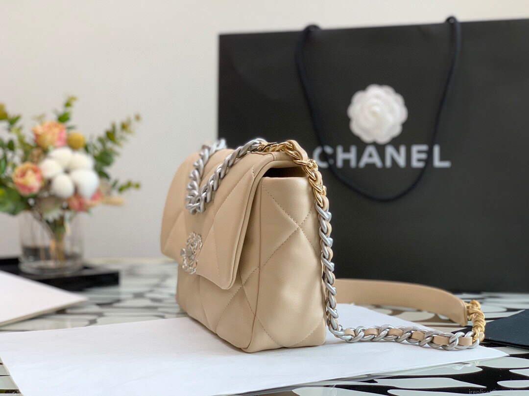 Chanel As1161 Chanel 19 Handbag Flap Lambskin Ocher Yellow Gold
