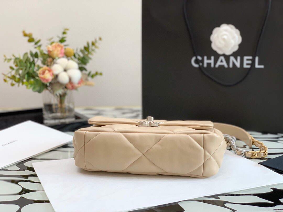 Chanel As1161 Chanel 19 Handbag Flap Lambskin Ocher Yellow Gold
