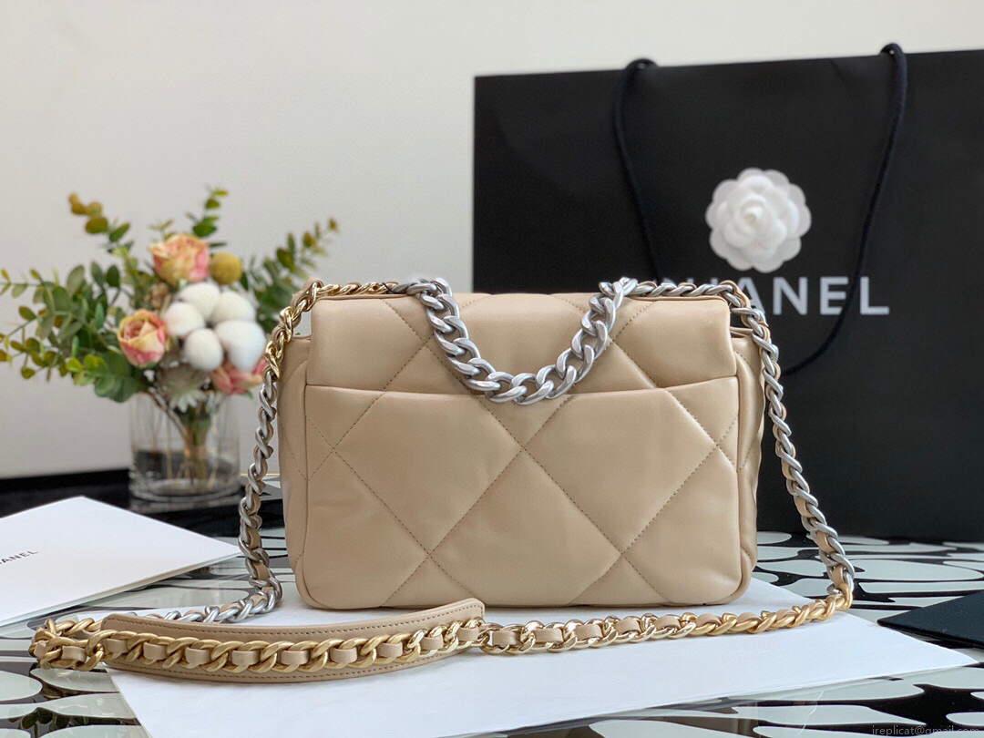 Chanel As1161 Chanel 19 Handbag Flap Lambskin Ocher Yellow Gold