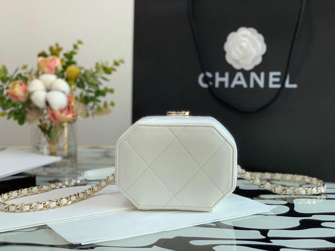 Chanel A99077 Vanity With Chain Lambskin Gold Tone White