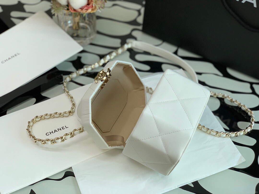 Chanel A99077 Vanity With Chain Lambskin Gold Tone White