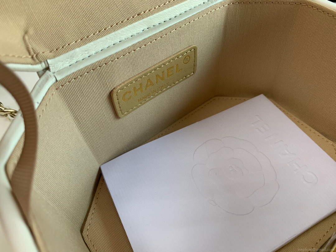 Chanel A99077 Vanity With Chain Lambskin Gold Tone White