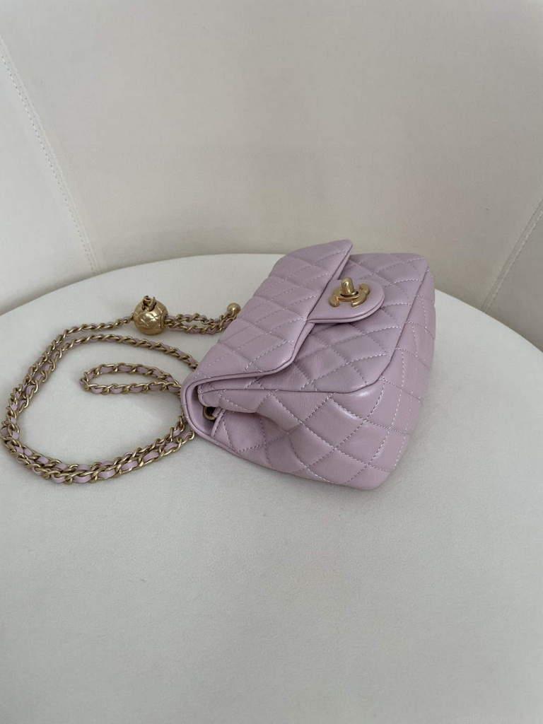Chanel AS1786 Flap Bag Shoulder Handbag Lambskin Light Purple