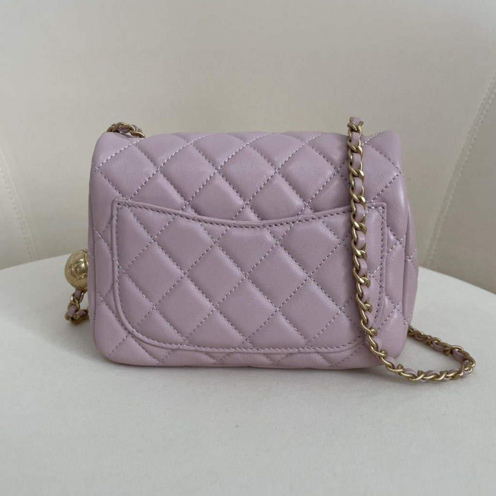 Chanel AS1786 Flap Bag Shoulder Handbag Lambskin Light Purple