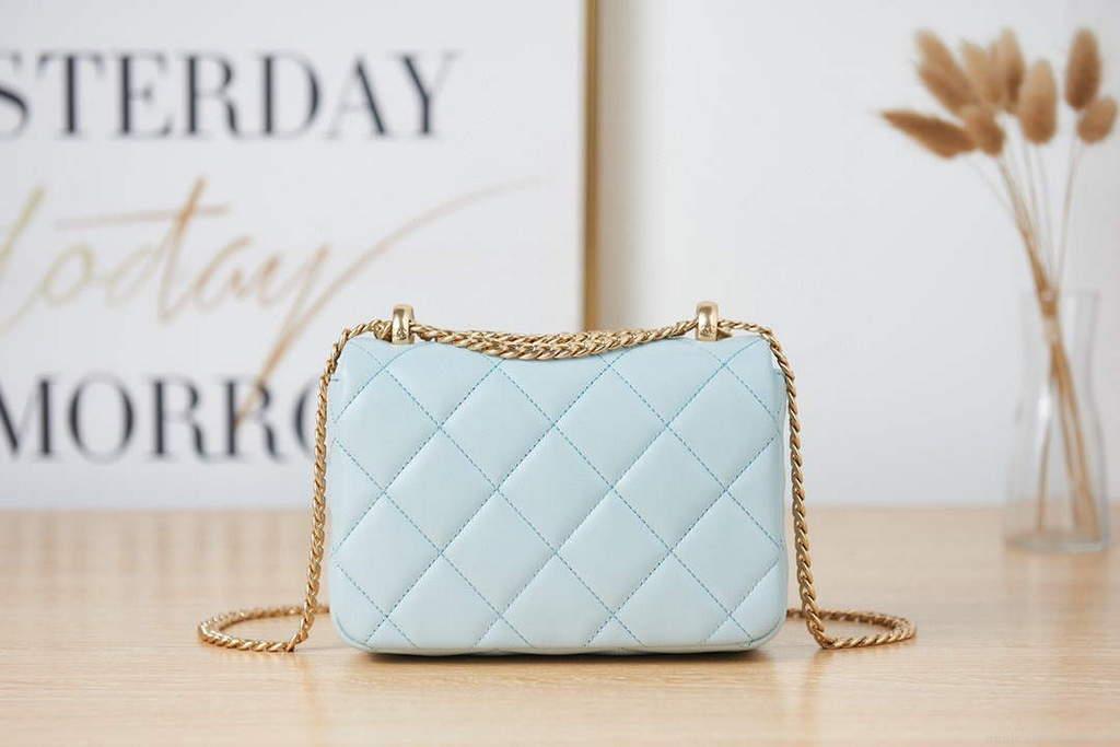 Chanel AS3113 Mini Flap Bag Lambskin Light Blue