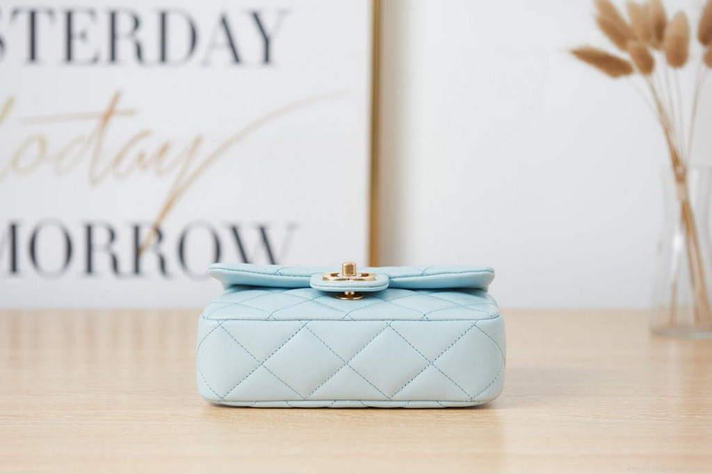 Chanel AS3113 Mini Flap Bag Lambskin Light Blue