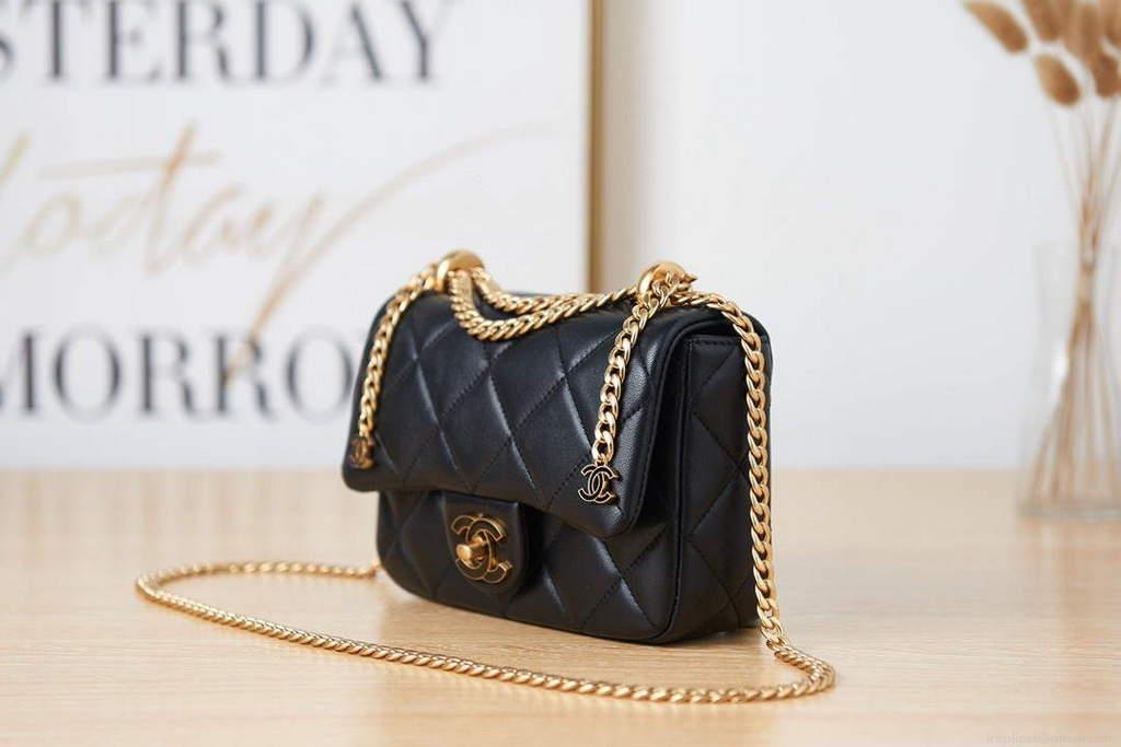 Chanel AS3113 Mini Flap Bag Lambskin Black