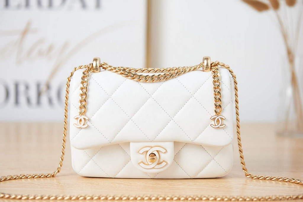 Chanel AS3113 Mini Flap Bag Lambskin White