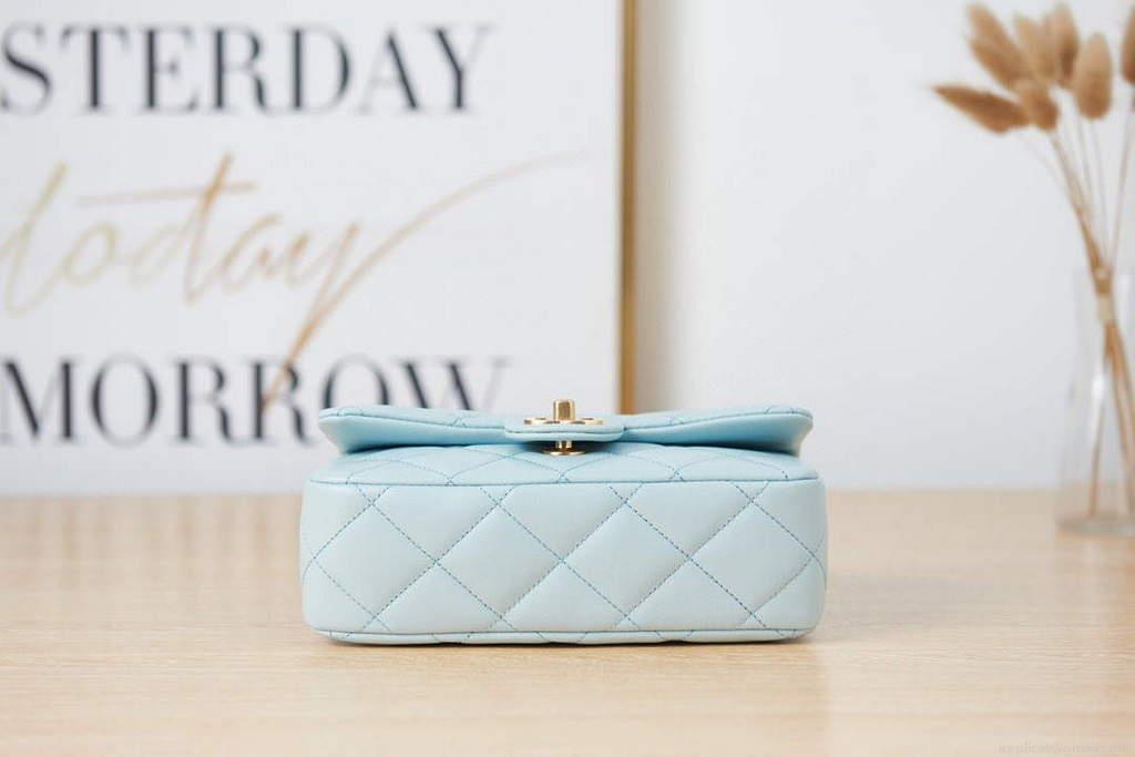 Chanel AS3114 Flap Bag Lambskin Light Blue