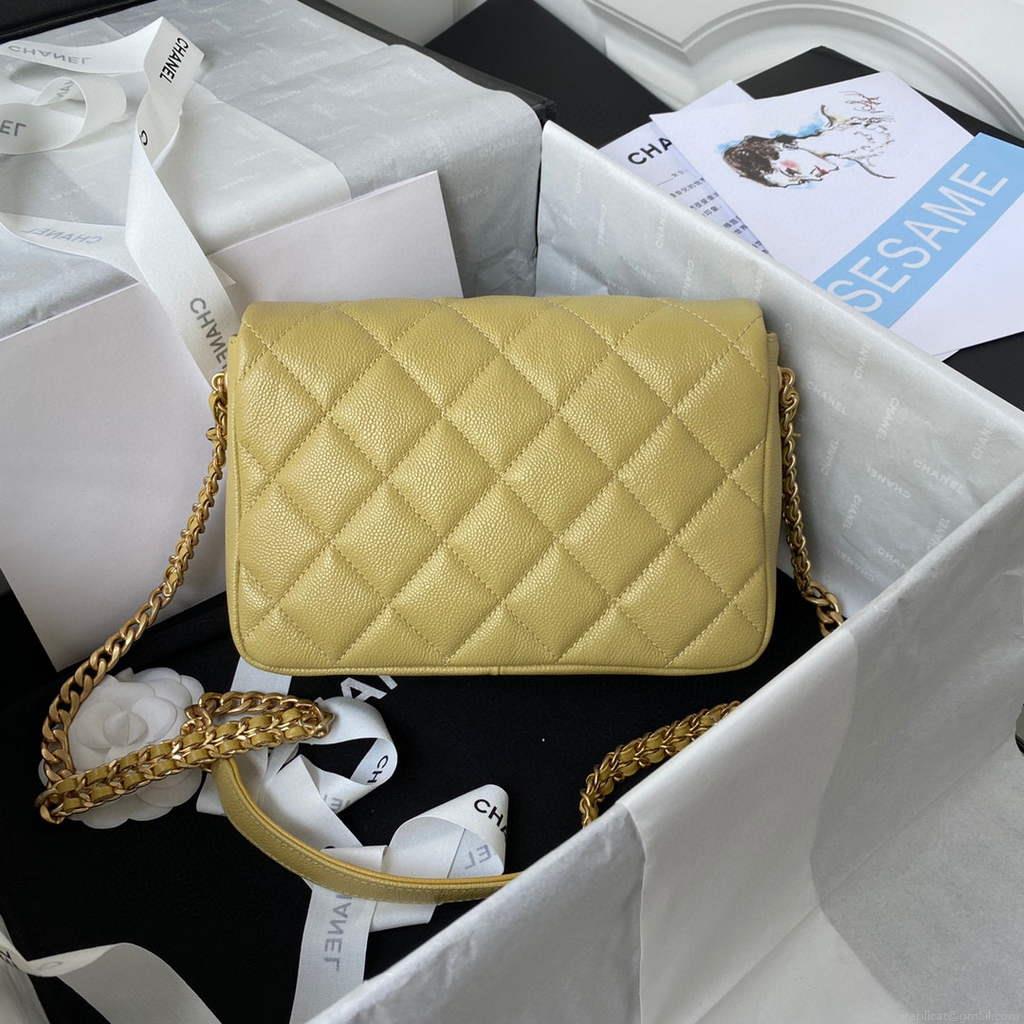 Chanel AS3103 Chanel 19 Handbag Calfskin Yellow
