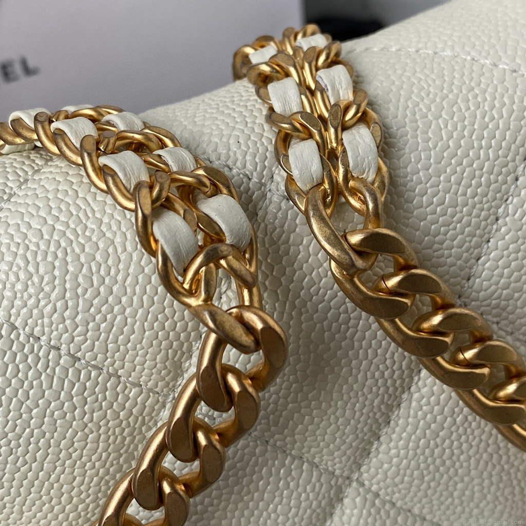 Chanel AS3103 Chanel 19 Handbag Calfskin White