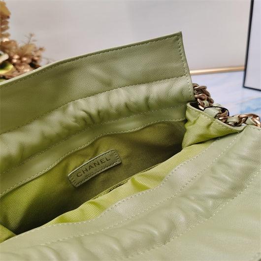 Chanel AS2170 Large shopping Tote bag Shiny Lambskin Green