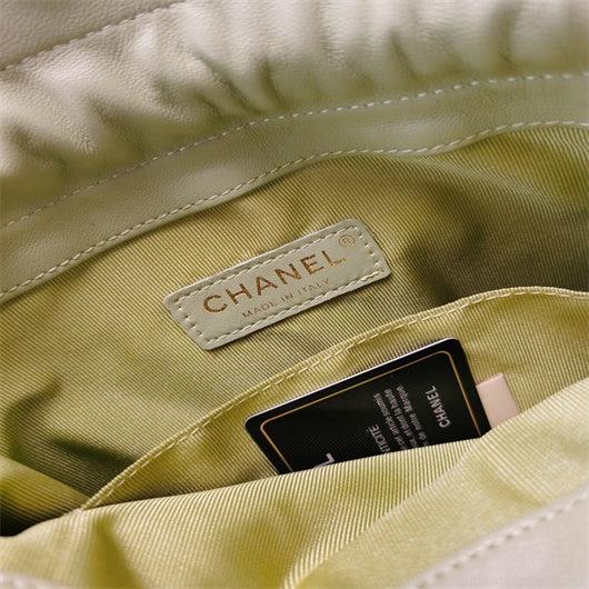 Chanel AS2170 Large shopping Tote bag Shiny Lambskin Green