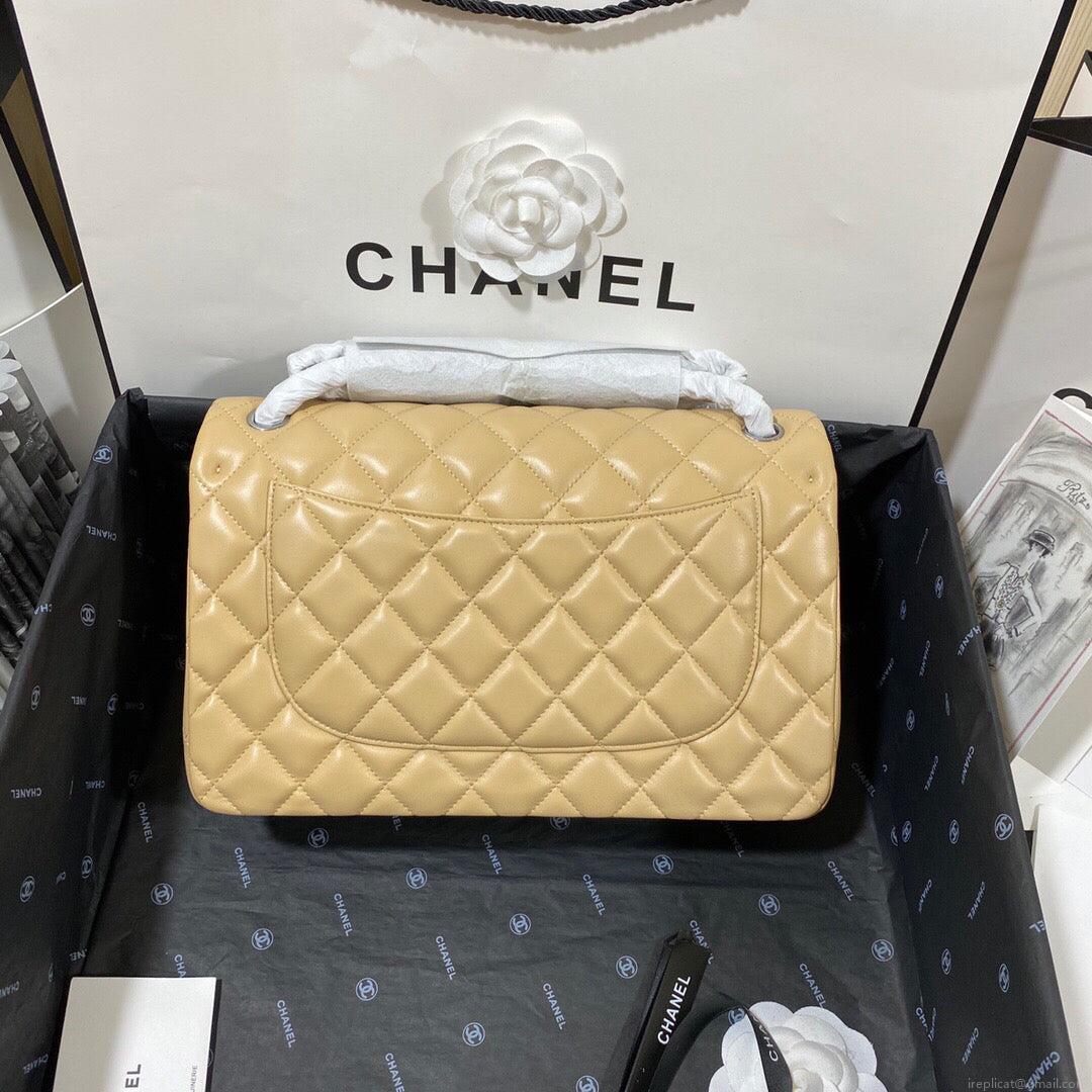 Chanel CF A01113 Classic Flap Bag in Lambskin Apricot