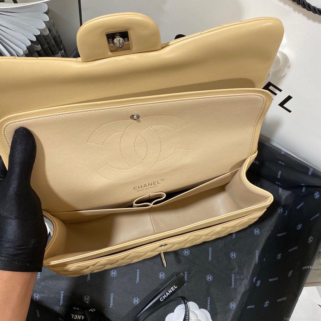 Chanel CF A01113 Classic Flap Bag in Lambskin Apricot