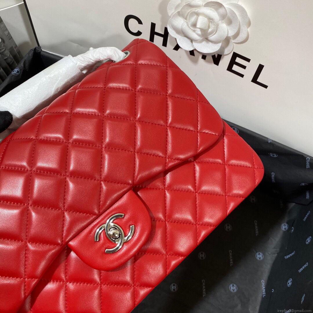Chanel CF A01113 Classic Flap Bag in Lambskin Red