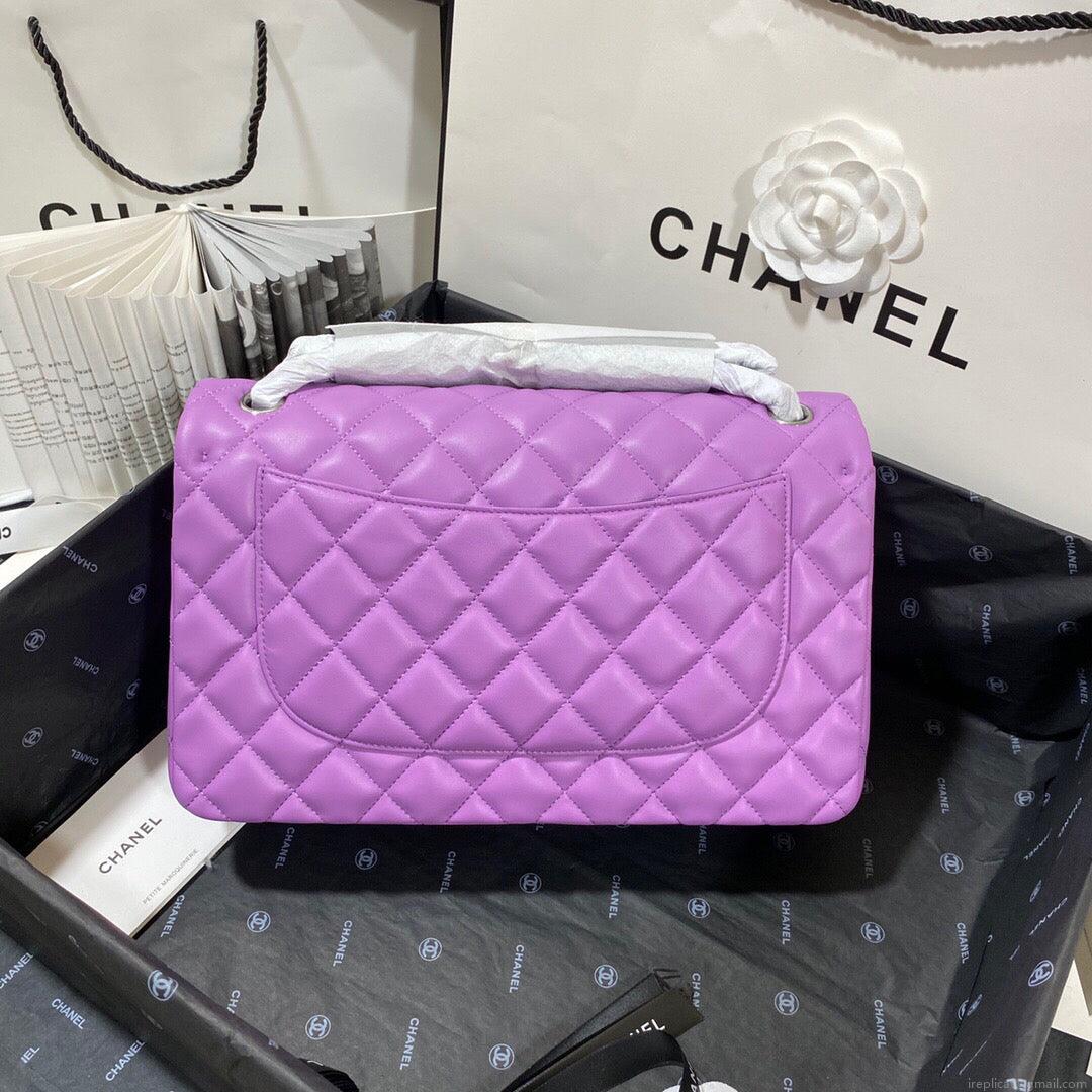 Chanel CF A01113 Classic Flap Bag in Lambskin Purple