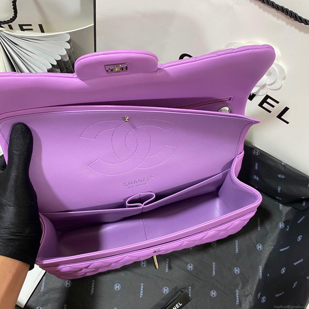 Chanel CF A01113 Classic Flap Bag in Lambskin Purple