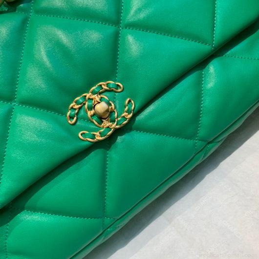 Chanel 19 Maxi Handbag Lambskin Gold AS1162 Green